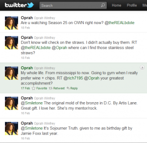 Oprah talks on Twitter